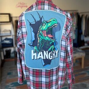 Upcycled Flannel w/ Vintage Graphic Tee Back Patch – Reworked Shirt